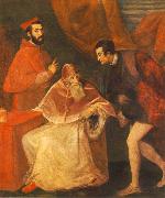 TIZIANO Vecellio Pope Paul III with his Nephews Alessandro and Ottavio Farnese ar oil painting picture wholesale